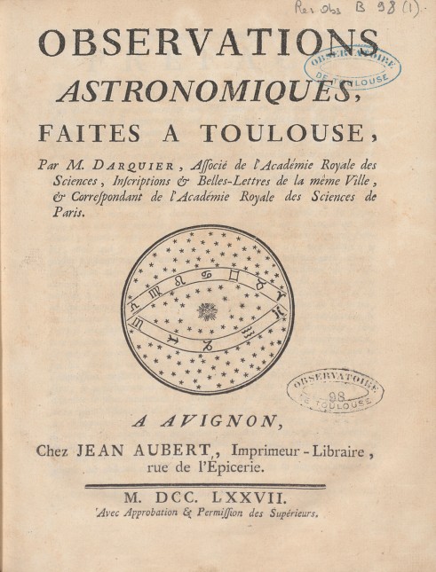 Page de titre Observations astronomiques 1777