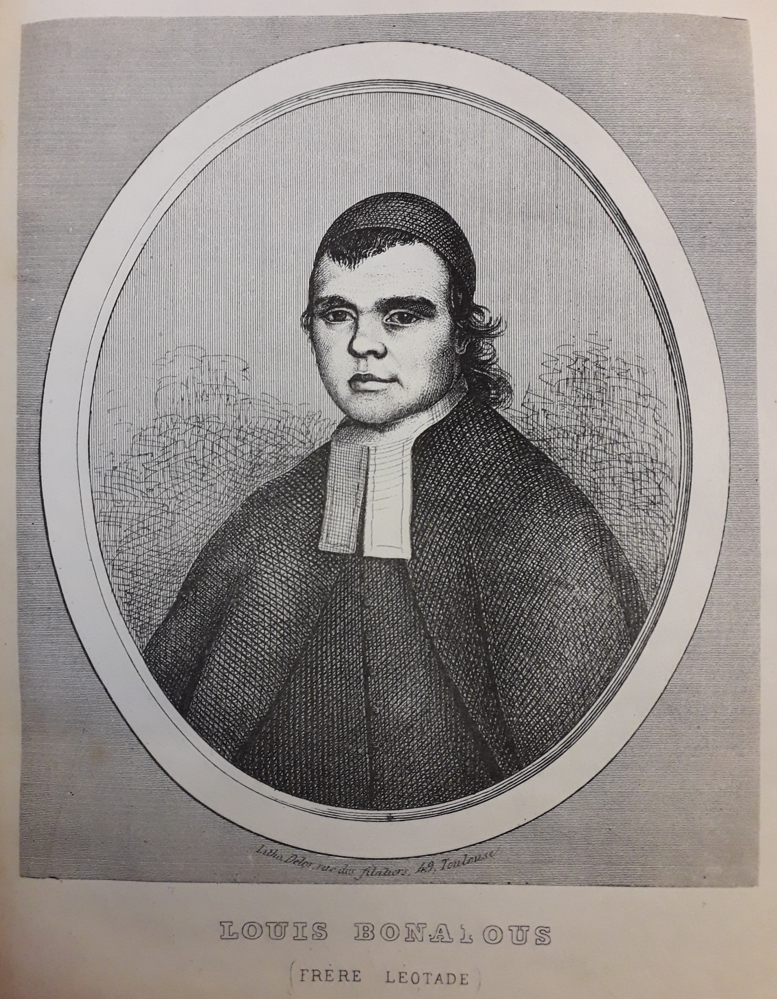 Portrait de frère Léotade. Affaire Cécile Combettes : accusation de viol et meurtre contre Louis Bonafous, en religion Frère Léotade. Jougla, 1848
