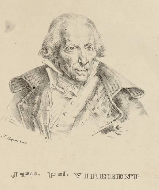 Portrait lithographié par J. Roques figurant dans l'ouvrage "Notice historique sur M. J.s-P.cal Virebent ingénieur…(Toulouse, 1831)"