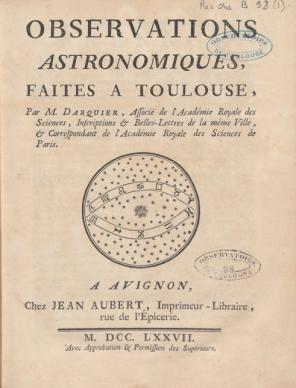 Page de titre Observations astronomiques 1777