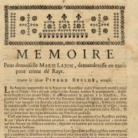 Mémoire pour demoiselle Marie Lajon,...(sans lieu, vers 1750)