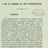 A M. le directeur et à MM. les membres du jury d'expropriation (Toulouse, 1850)